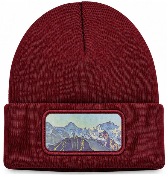 Czapka zimowa Eiger, Mönch und Jungfrau in der Morgensonne Ferdinand Hodler – bordowa