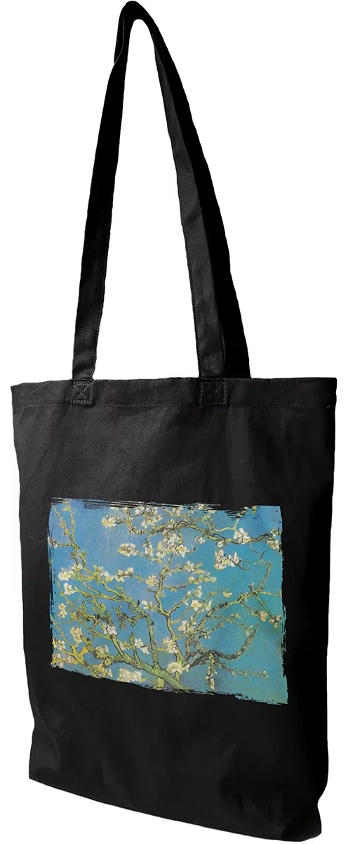 Torba bawełniana Kwitnący migdałowiec Vincent Van Gogh, Czarna