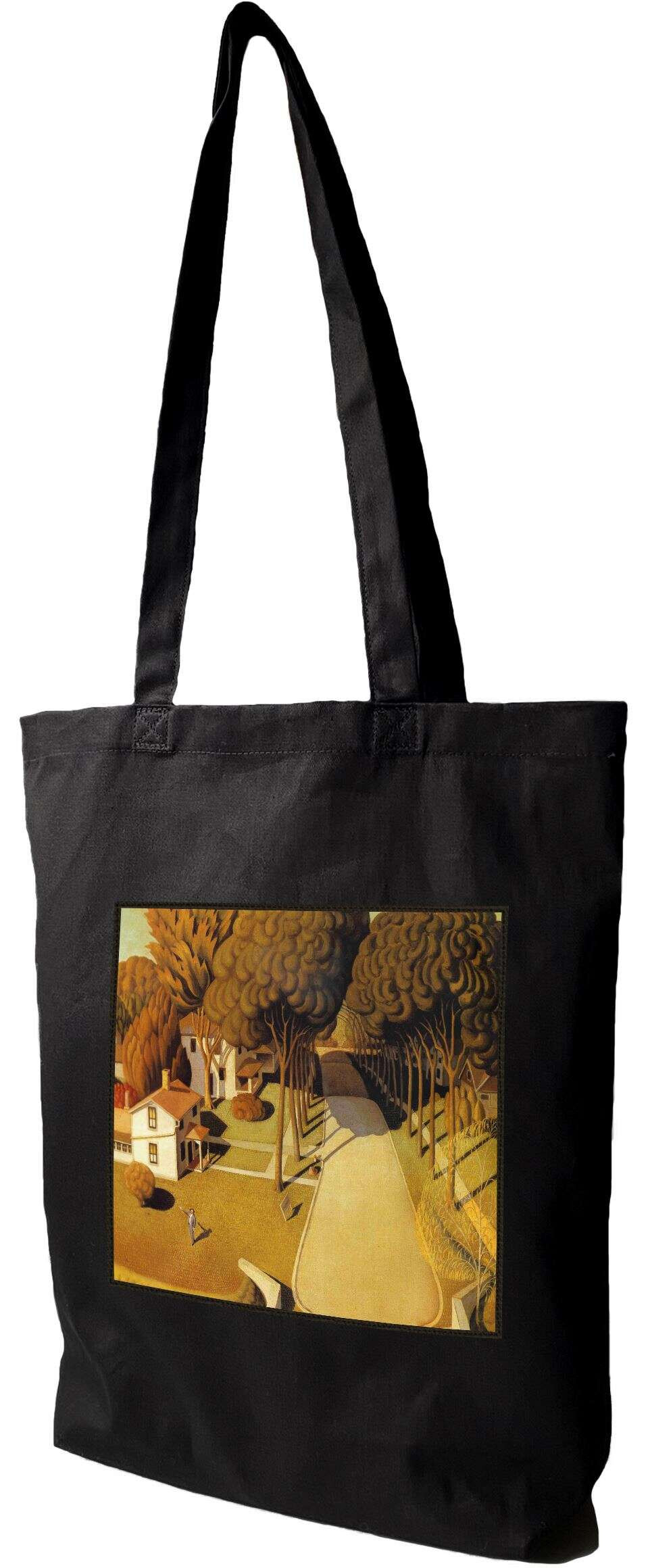 Torba z naszywką The Birthplace of Herbert Hoover Grant Wood, Czarna
