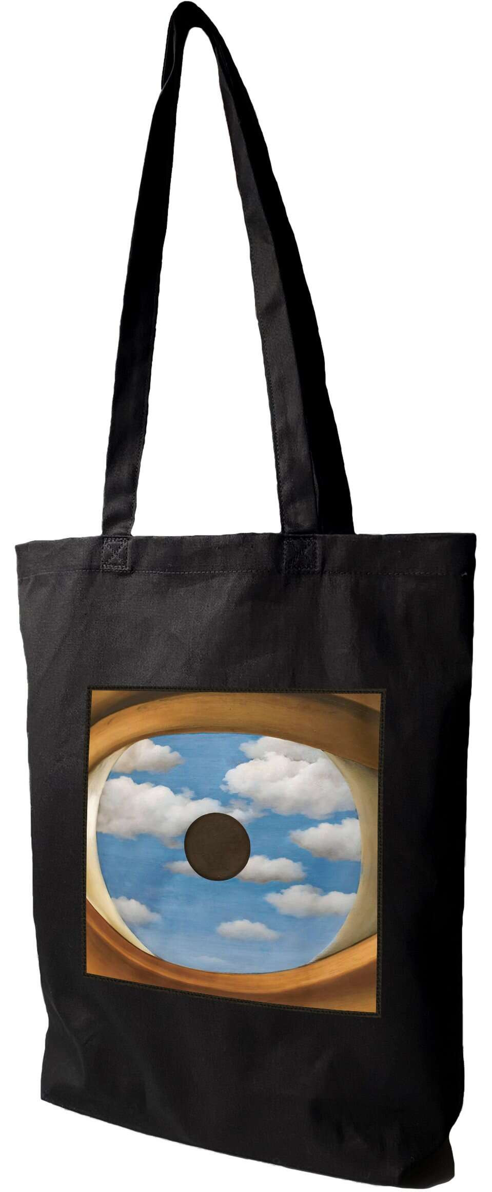 Torba z naszywką Fałszywe lustro René Magritte, Czarna
