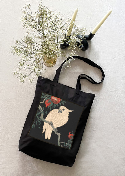 Torba z naszywką Biała papuga i granat Ohara Koson