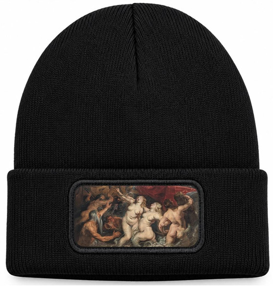 Czapka zimowa Przybycie Marii Medycejskiej do Marsylii Peter Paul Rubens – czarna