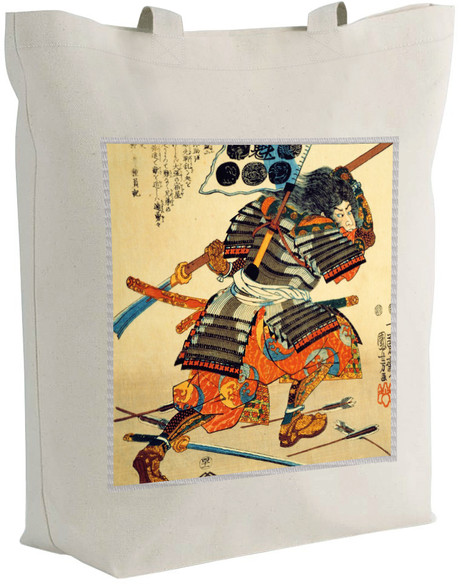 Torba z naszywką Samuraj Kiyokazu z naginatą Utagawa Kuniyoshi