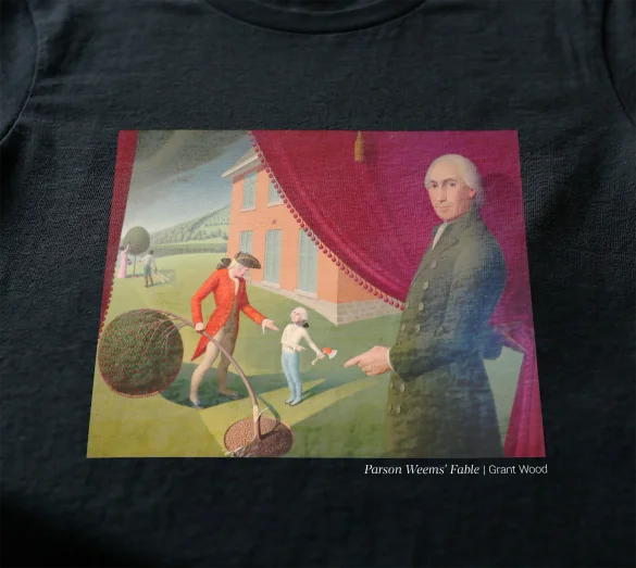 Koszulka z nadrukiem Parson Weems' Fable Grant Wood