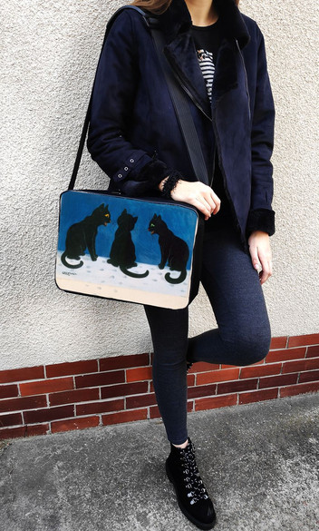 Torba na ramię Czarne koty na śniegu Louis Wain