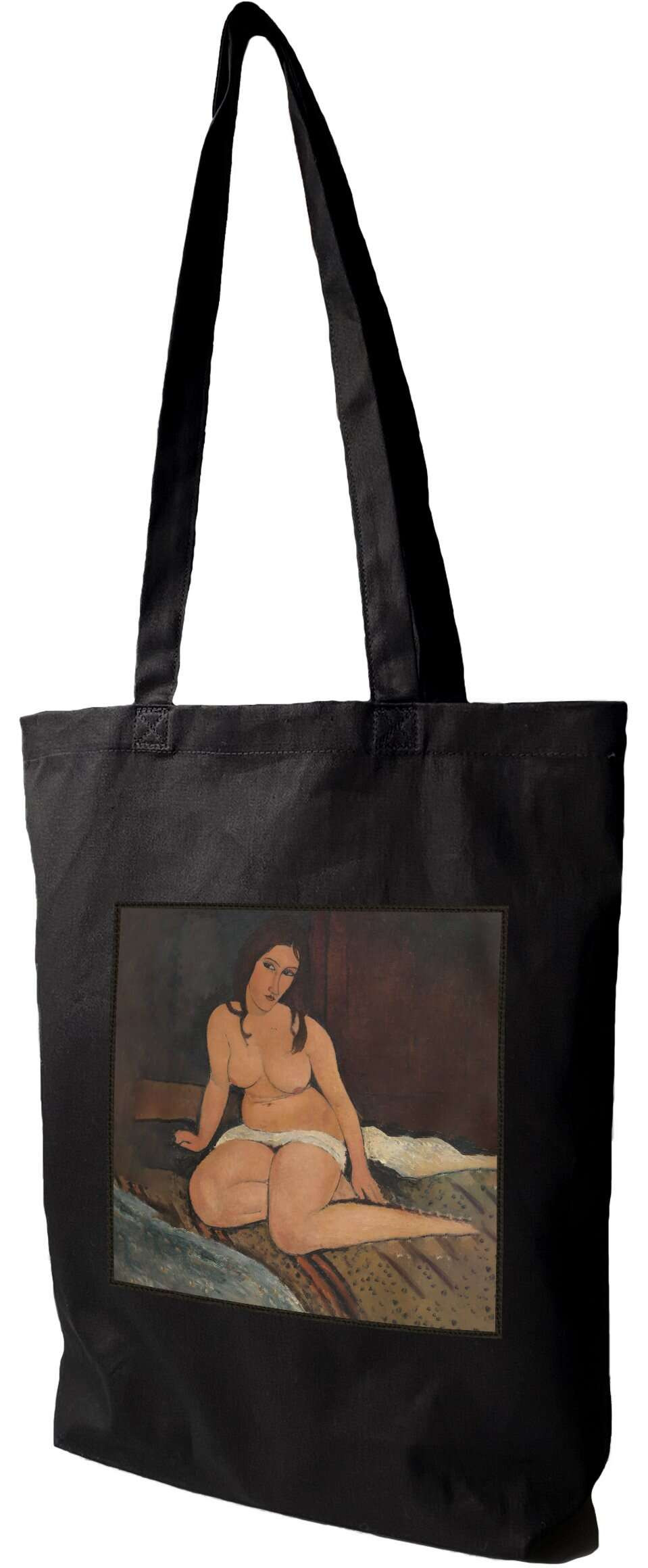 Torba z naszywką Siedzący akt Amedeo Modigliani, Czarna