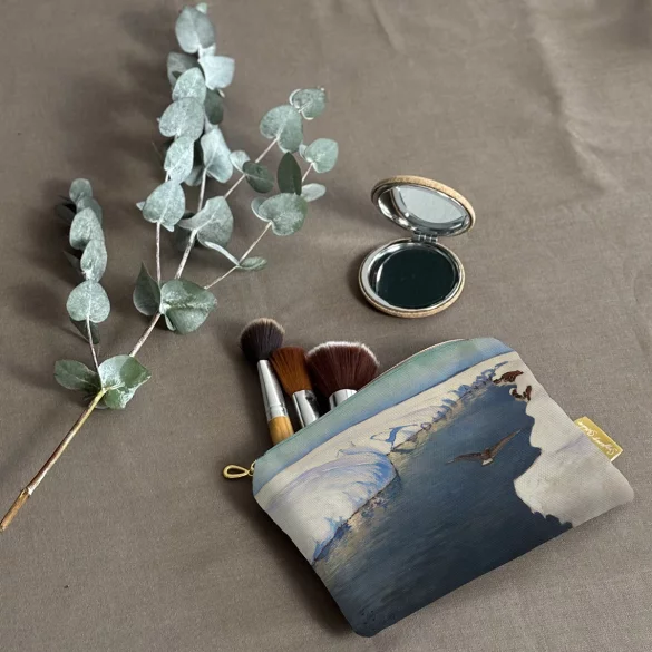 Kosmetyczka mini Pejzaż zimowy z rzeką i ptakiem Julian Fałat