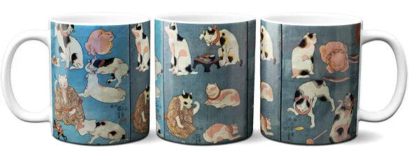 Kubek Przysłowia Ilustrowane przez Koty Utagawa Kuniyoshi