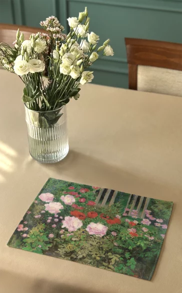 Podkładka na stół Kwitnące kwiaty na ogrodzeniu ogrodu Koloman Moser