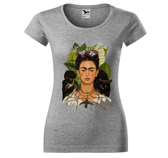 Bluzka damska Autoportret z cierniowym naszyjnikiem i kolibrem Frida Kahlo