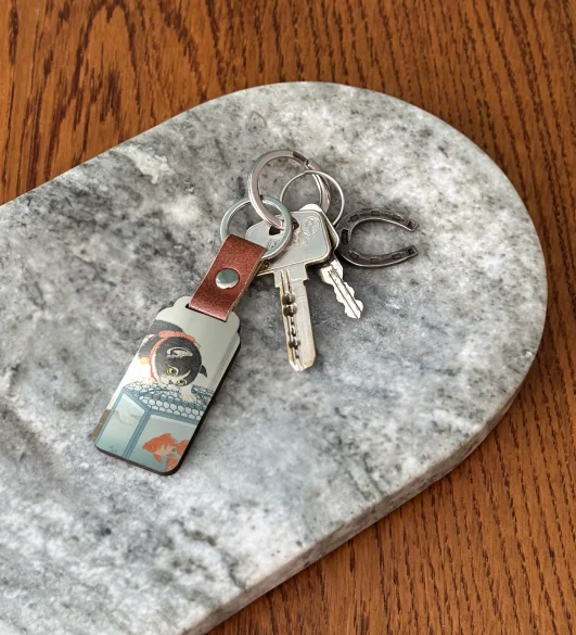 Brelok Kot i złota rybka Ohara Koson