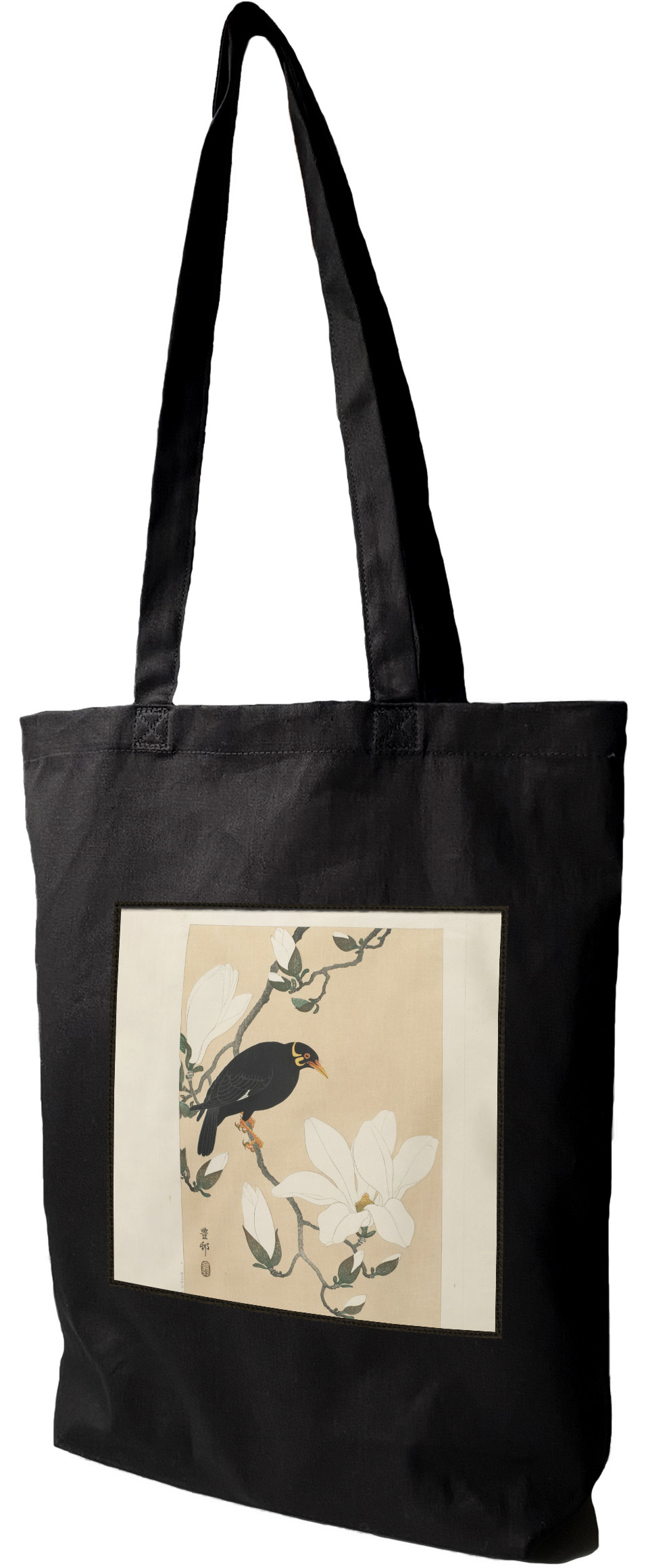 Torba z naszywką Wzgórze Myna na gałęzi magnolii Ohara Koson
