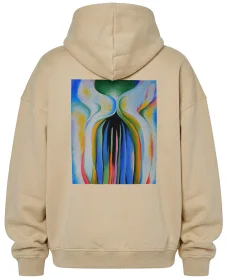 Bluza oversize Szare linie z czarnym, niebieskim i żółtym Georgia O’Keeffe