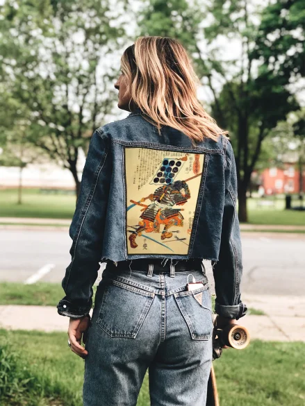 Ekran Samuraj Kiyokazu z naginatą Utagawa Kuniyoshi