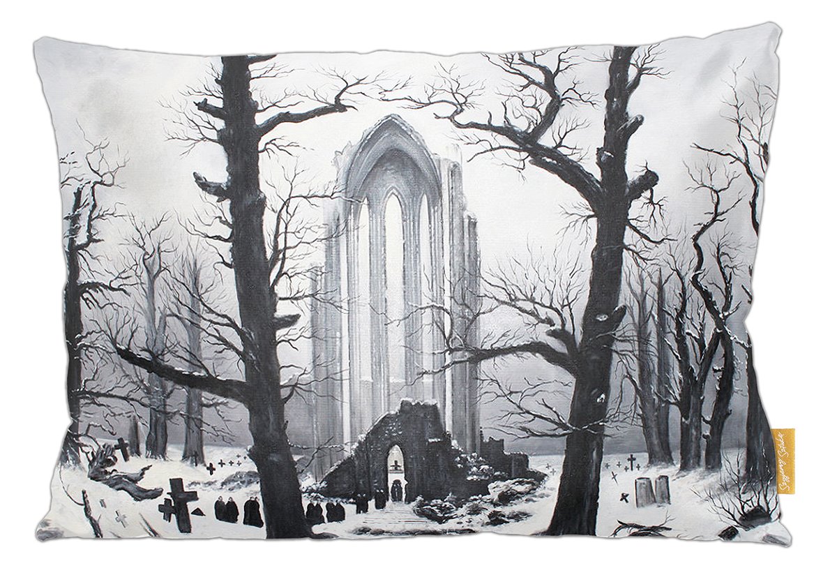 Poduszka dekoracyjna na prezent z obrazem Cmentarz w śniegu Caspar David Friedrich Szyjemy Sztukę