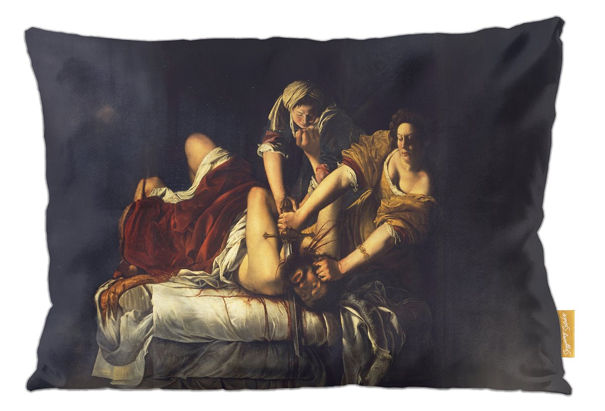 Poduszka dekoracyjna na prezent z obrazem Judyta odcinająca głowę Holofernesowi Artemisia Gentileschi Szyjemy Sztukę