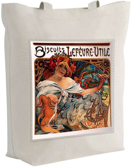 Torba z naszywką Biscuits Lefevre Utile Alfons Mucha
