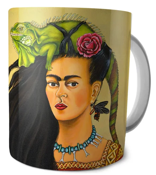 Kubek Frida z legwanem – portret inspirowany Fridą Kahlo