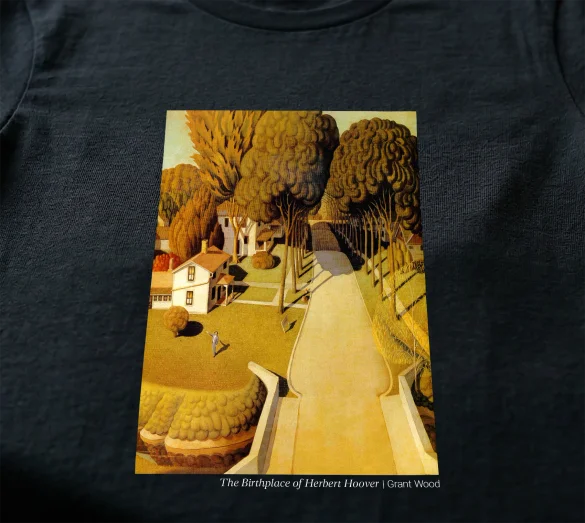 Koszulka z nadrukiem The Birthplace of Herbert Hoover Grant Wood