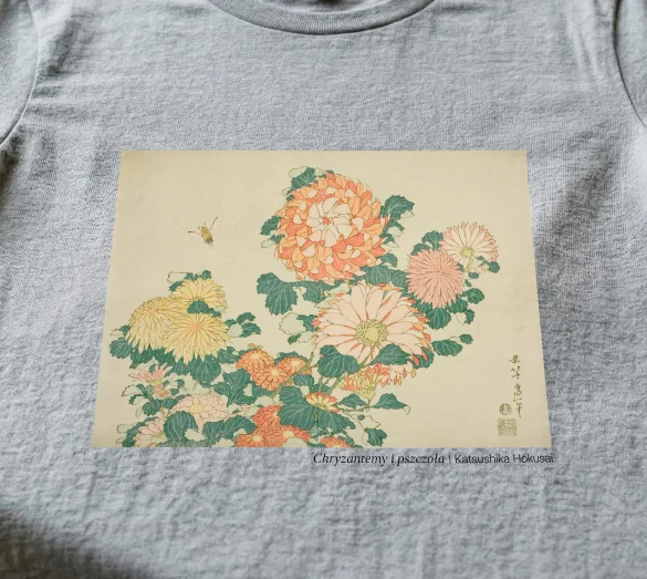 Bluzka damska Chryzantemy i pszczoła Katsushika Hokusai