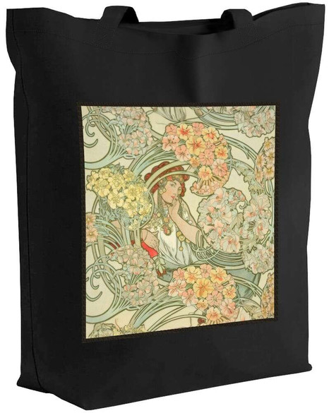 Torba z naszywką Byzantine – projekt tkaniny Alfons Mucha