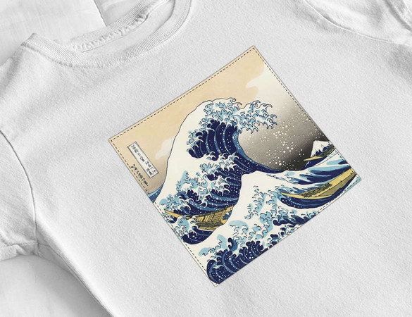 Bluzka damska z naszywką Wielka fala w Kanagawie Hokusai Katsushika