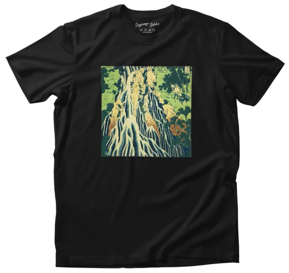 Koszulka z naszywką Wodospad Kirifuri na górze Kurokami w prowincji Shimotsuke Katsushika Hokusai