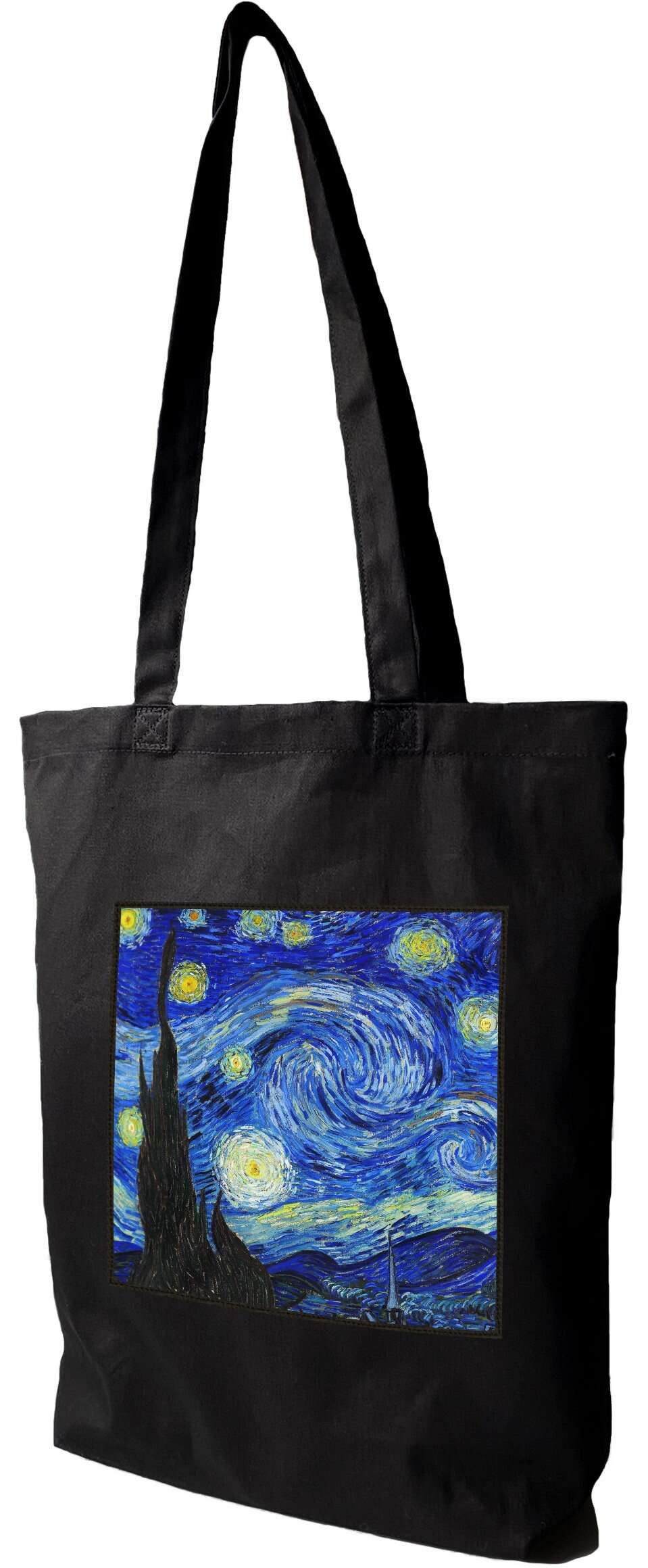 Torba z naszywką Gwiaździsta Noc Vincent Van Gogh, Czarna