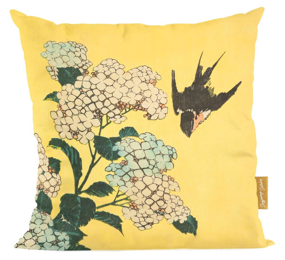Poduszka Hortensja i Jaskółka Katsushika Hokusai