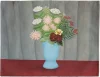 Still life of flowers in a blue vase