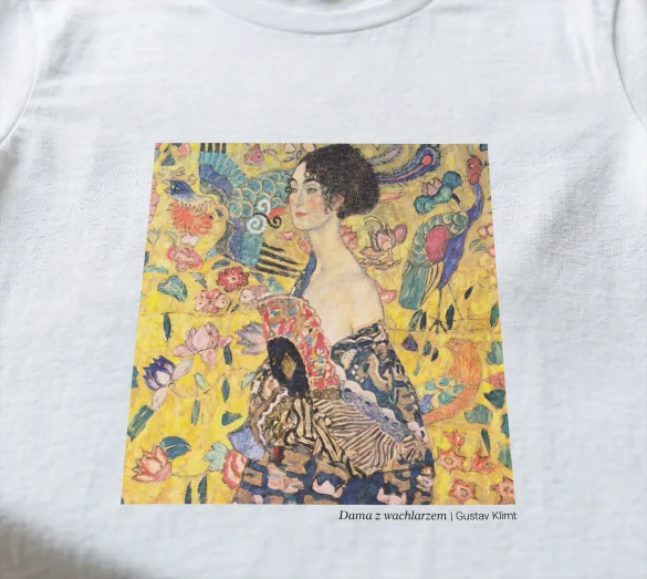 Koszulka z nadrukiem Dama z wachlarzem Gustav Klimt