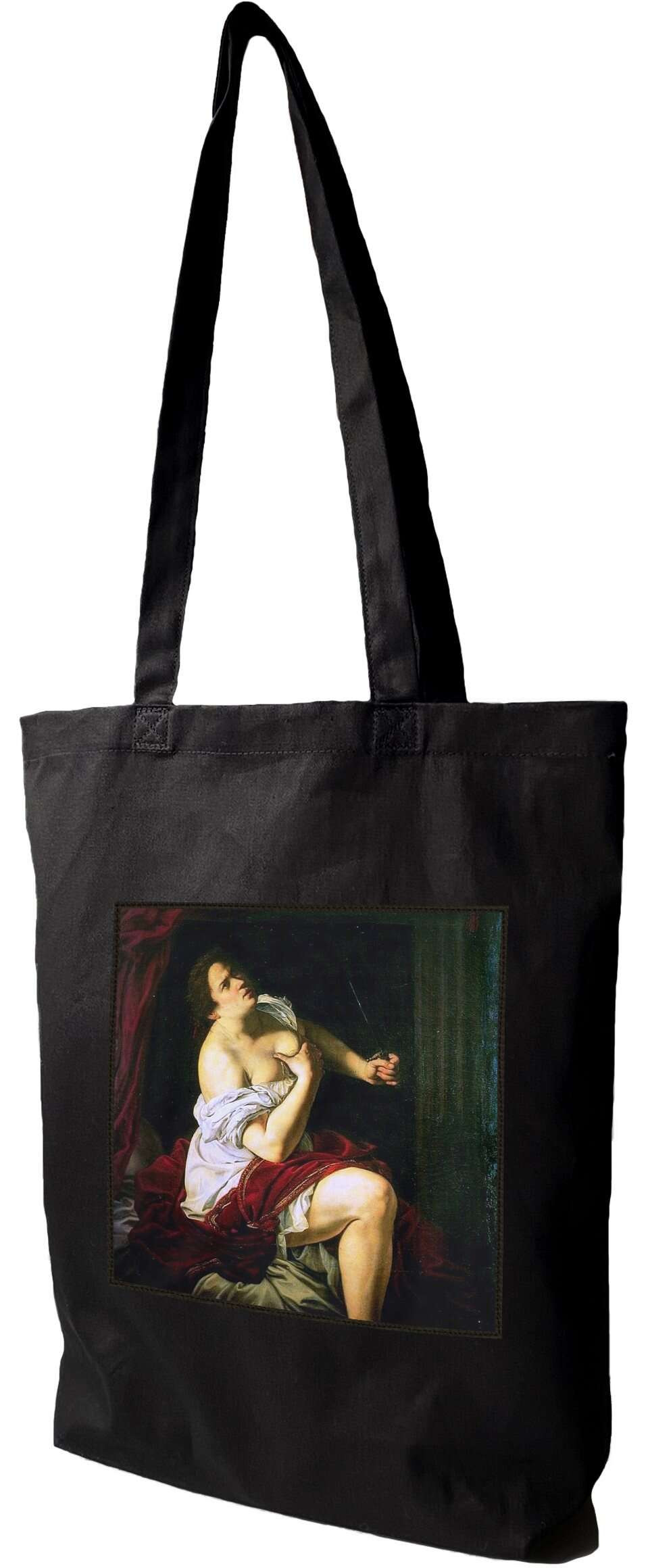 Torba z naszywką Lukrecja Artemisia Gentileschi, Czarna