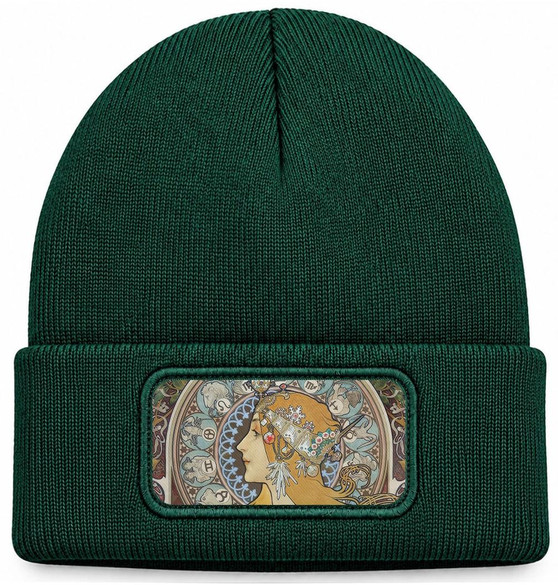 Czapka zimowa Zodiak Alfons Mucha – zielona