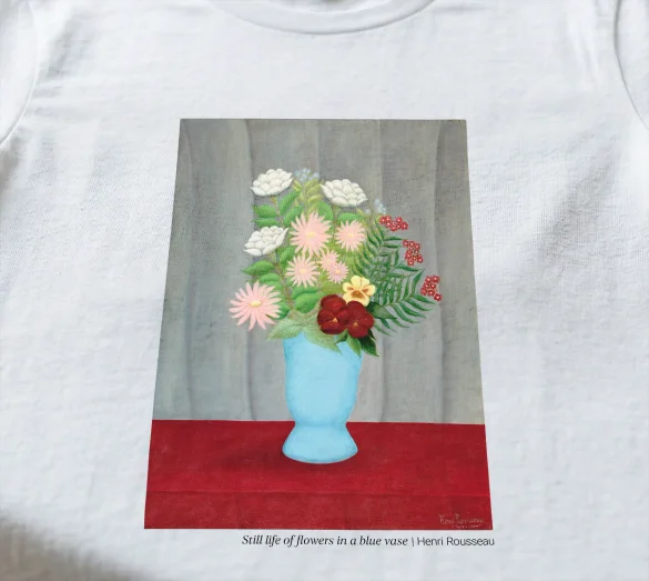 Koszulka z nadrukiem Still life of flowers in a blue vase Henri Rousseau