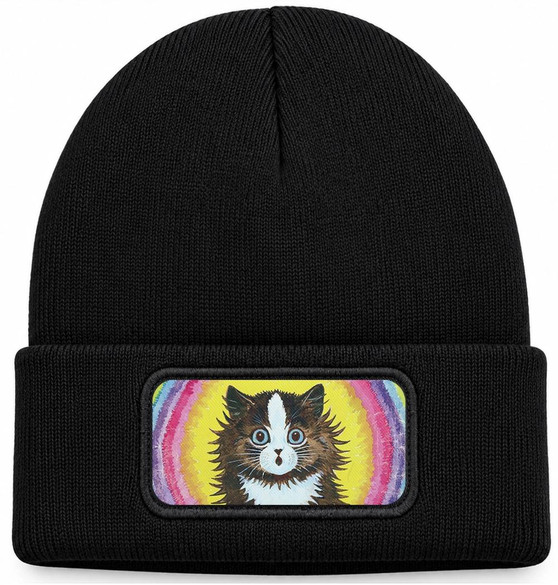Czapka zimowa Kot w tęczy Louis Wain – czarna