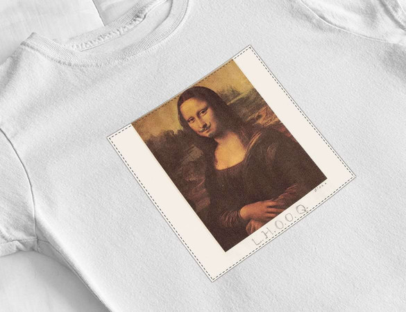 Bluzka damska z naszywką  L.H.O.O.Q. Marcel Duchamp