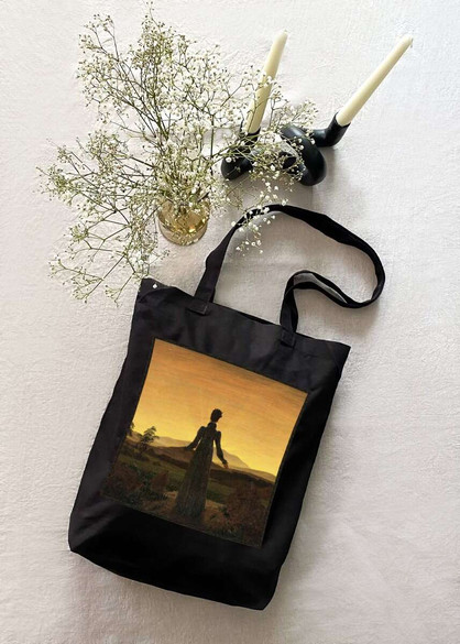 Torba z naszywką Kobieta na tle zachodzącego słońca Caspar David Friedrich