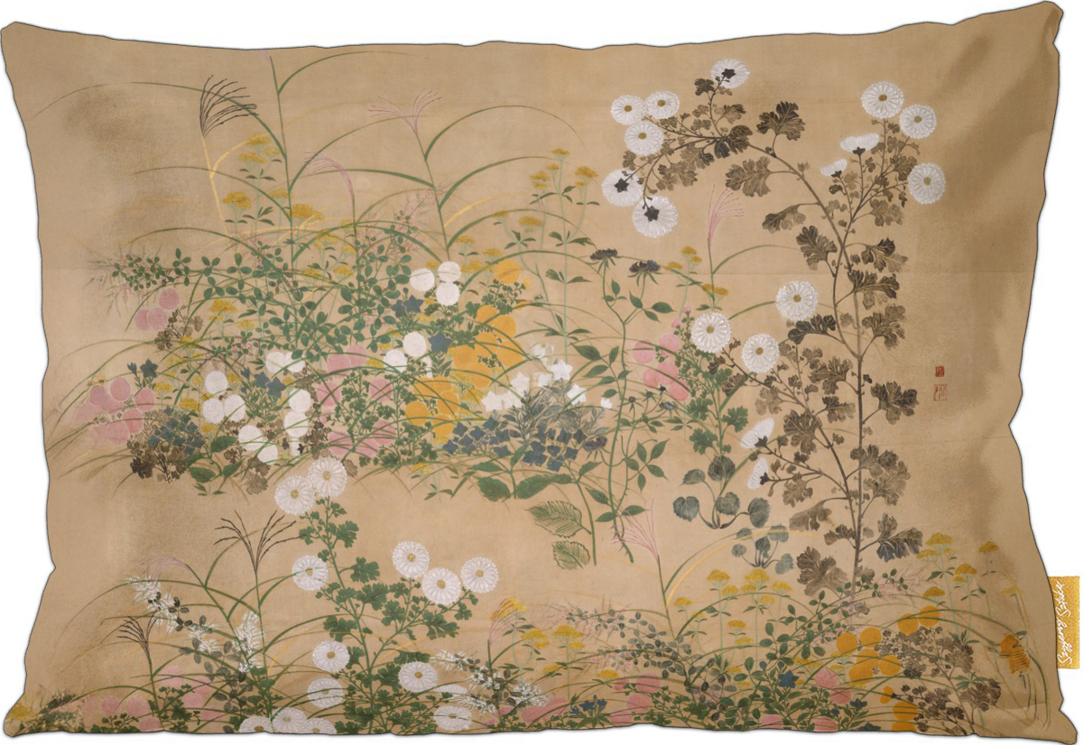 Poduszka dekoracyjna na prezent z obrazem Ważne rośliny kwitnące jesienią Ogata Korin Szyjemy Sztukę