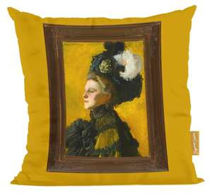 Poduszka Portret żony artysty Jadwigi na żółtym tle Józef Mehoffer