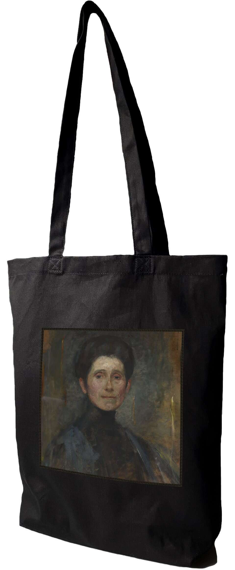 Torba z naszywką Self-portrait (1906) Olga Boznańska, Czarna