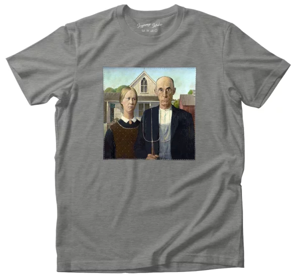 Koszulka z naszywką American Gothic Grant Wood