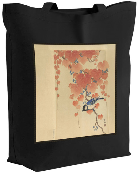 Torba z naszywką Sikora bogatka na gałęzi paulowni Ohara Koson