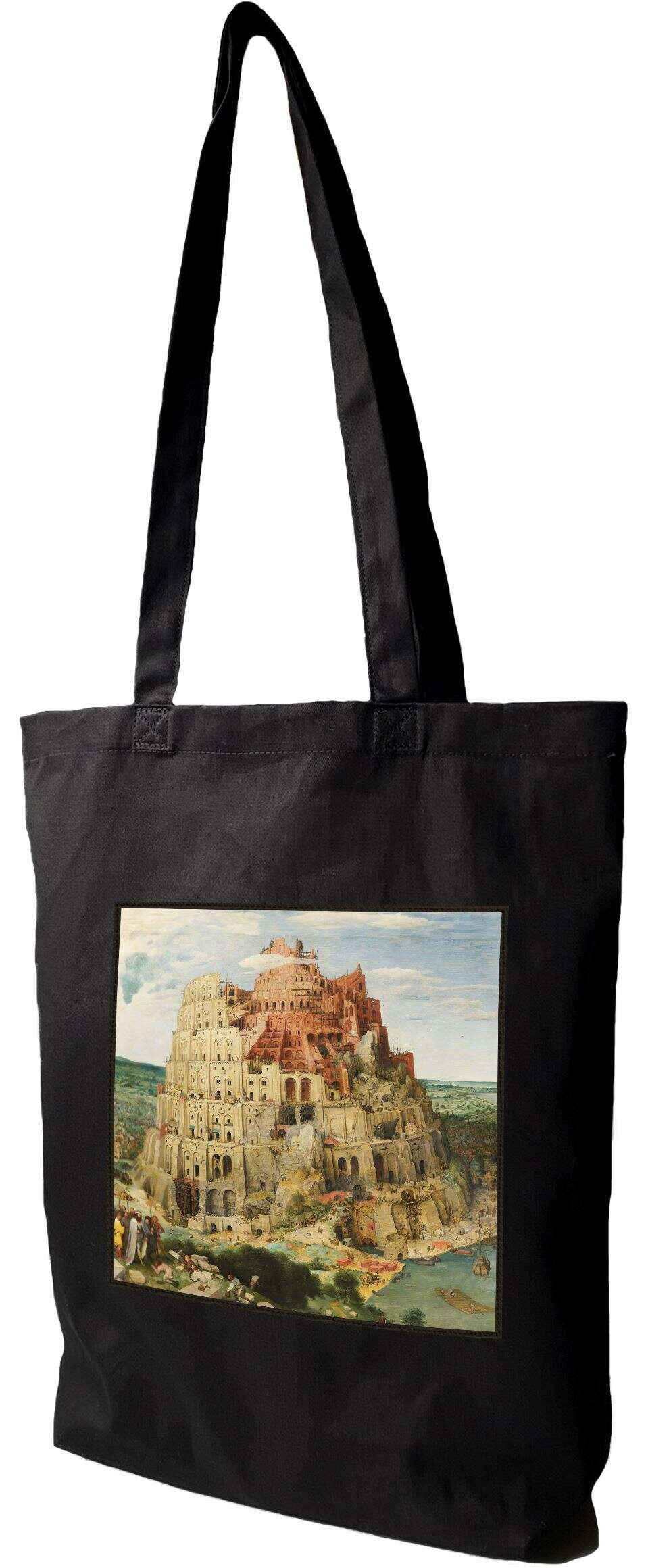 Torba z naszywką Wieża Babel Pieter Bruegel starszy, Czarna