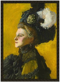 Naszywka Portret żony artysty Jadwigi na żółtym tle Józef Mehoffer