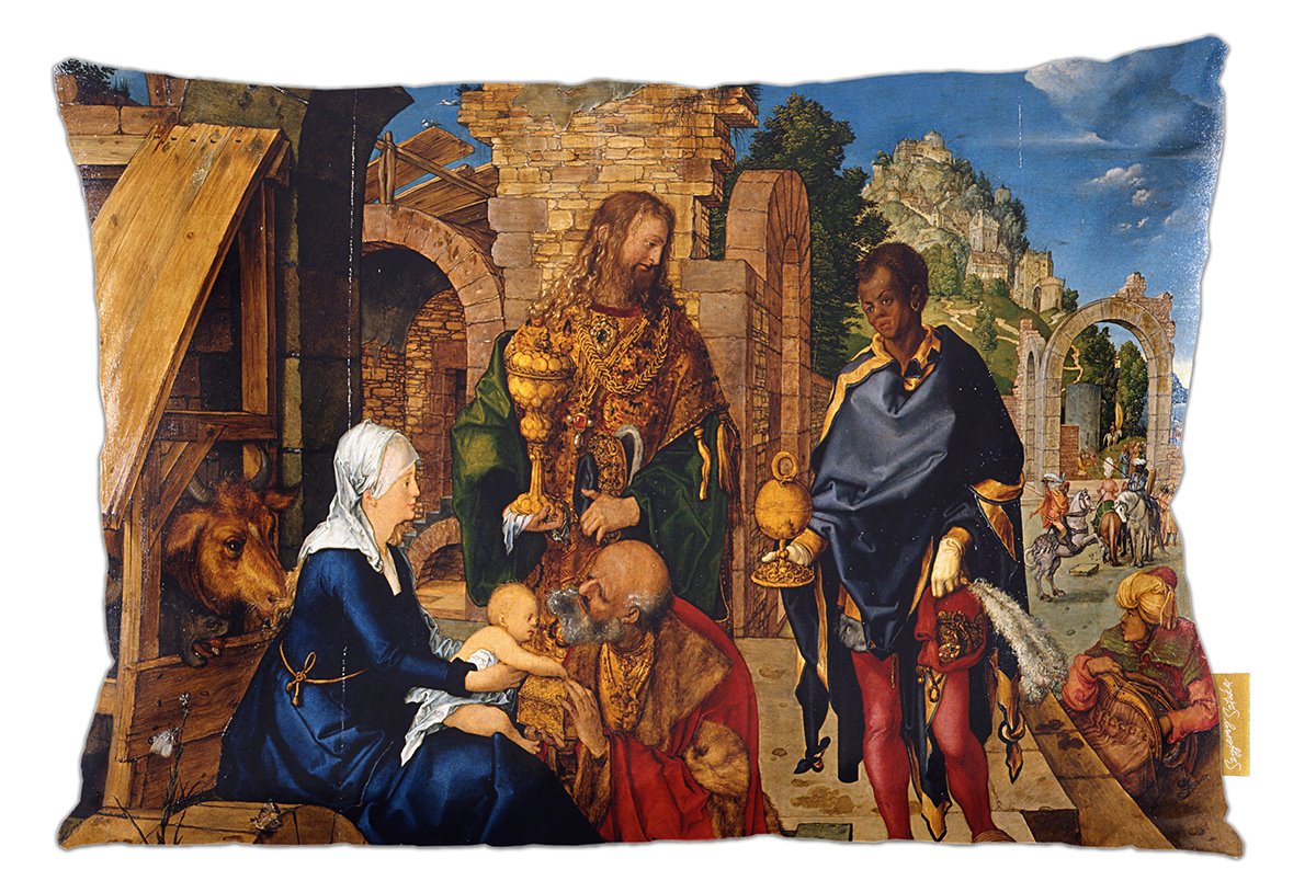 Poduszka dekoracyjna na prezent z obrazem Hołd Trzech Króli Albrecht Dürer Szyjemy Sztukę