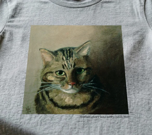 Koszulka z nadrukiem Studium głowy kota tabby Louis Wain