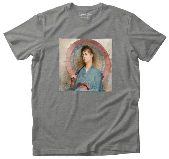 Koszulka z naszywką Kobieta z japońskim parasolem Anna Bilińska-Bohdanowiczowa