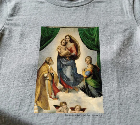 Koszulka z nadrukiem Madonna Sykstyńska Rafael Santi