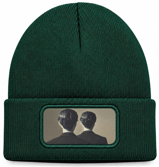 Czapka zimowa Nie reprodukować René Magritte – zielona