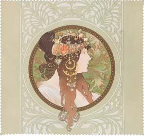 Ściereczka do okularów Bizantyjskie głowy: brunetka Alfons Mucha
